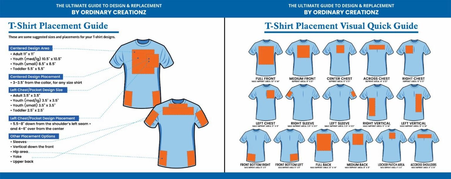 T-shirt design size and transfer placement guide